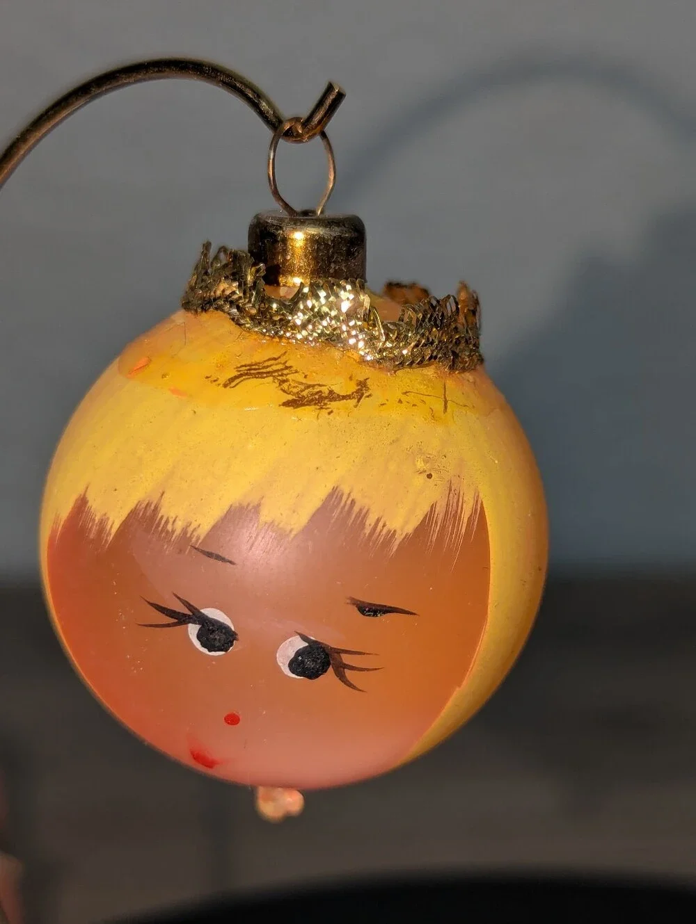 VTG Mid Century Hand Blown Glass Face Ornaments Set of 6 Kitschy 1960s Angels